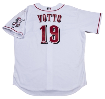 2012 Joey Votto Game Used & Signed/Inscribed Cincinnati Reds Home Jersey (PSA/DNA) 